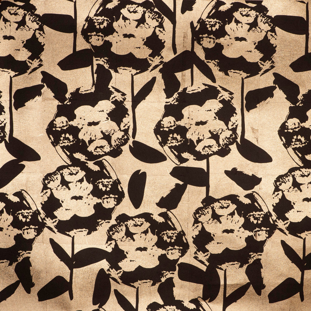 Flower Pond Wallpaper - Black Gold Leaf